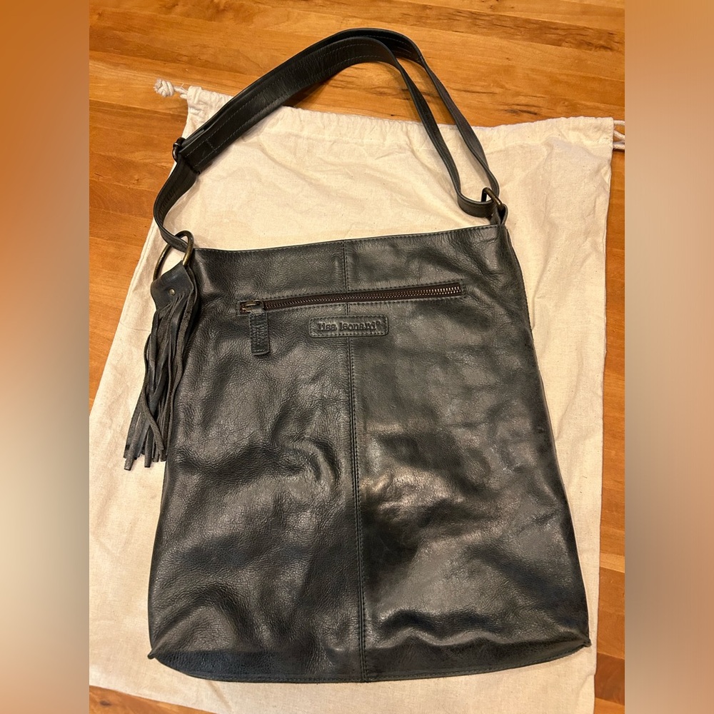 Lisa Leonard “you are beautiful” crossbody. Artisan made black leather crossbody - Picture 2 of 7
